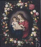 Antoine Sallaert Madonna: i.e. Mary with the Christ-child in a garland of flowers. Germany oil painting artist